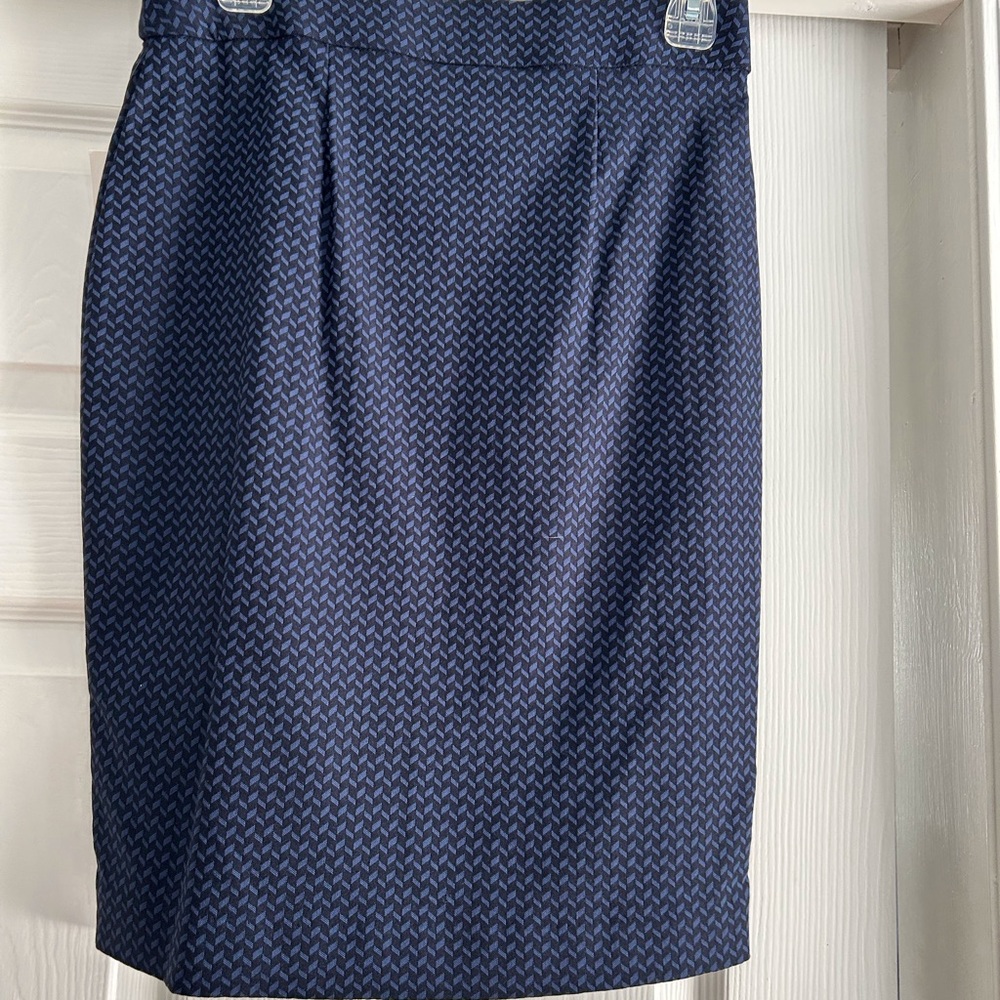 Elle Dark Blue Textured Pencil Skirt